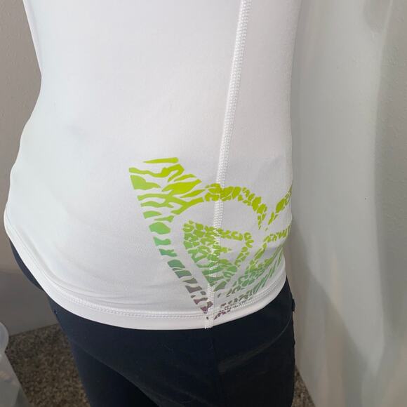 ROXY Women Size 8 Top Rashguard UV Tech Mock Neck Long Sleeve Shirt White - Picture 6 of 8